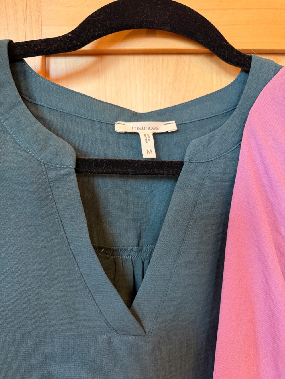 SET OF 3 Maurices Atwood 3/4 sleeve Popover Blouse, Size M, Teal, Lilac & Cream - Picture 2 of 5